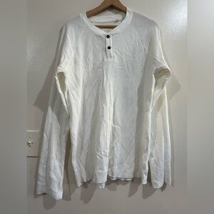 Billy Reid White Waffle Henley Long-Sleeve Shirt